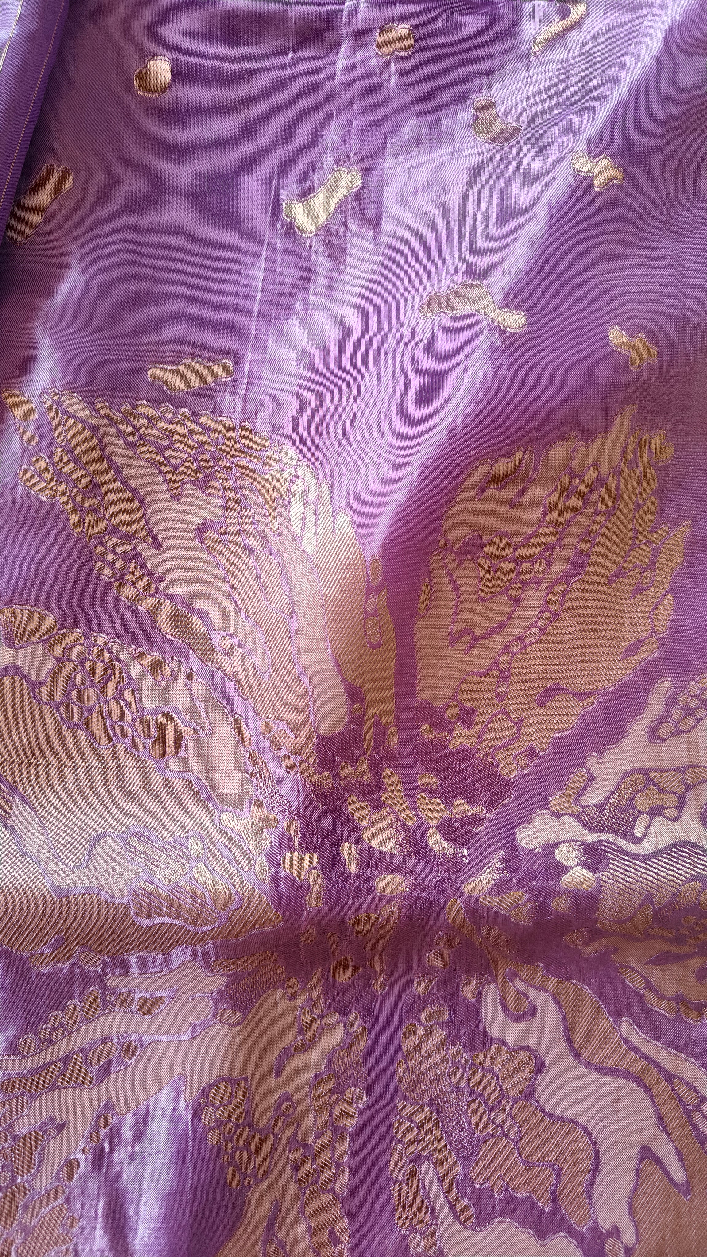 Lavender Designer Saree with Silver Zari