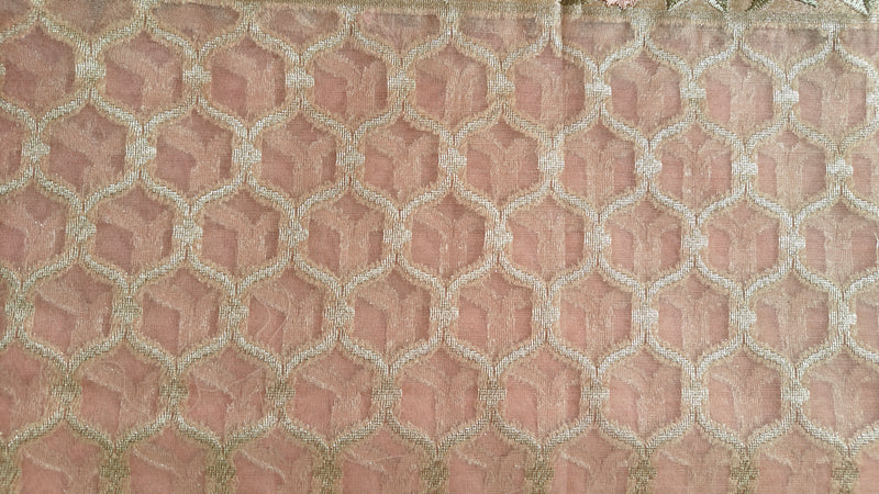 Pink Organza Zari Work Saree