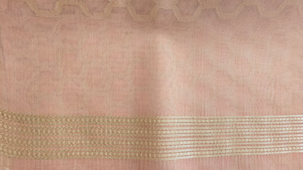 Graceful Pink Organza Saree with All-Over Zari Work