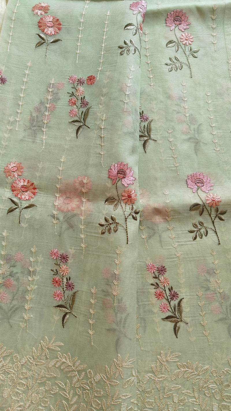 Light Green Organza Thread Saree