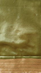 Pastel green Banarasi Silk saree with Floral booti & Stunning Border