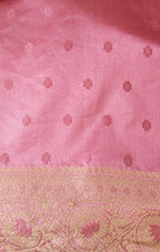 Pastel Pink Banarasi Silk saree with All-Over Jaal Work & Lotus Motif Border