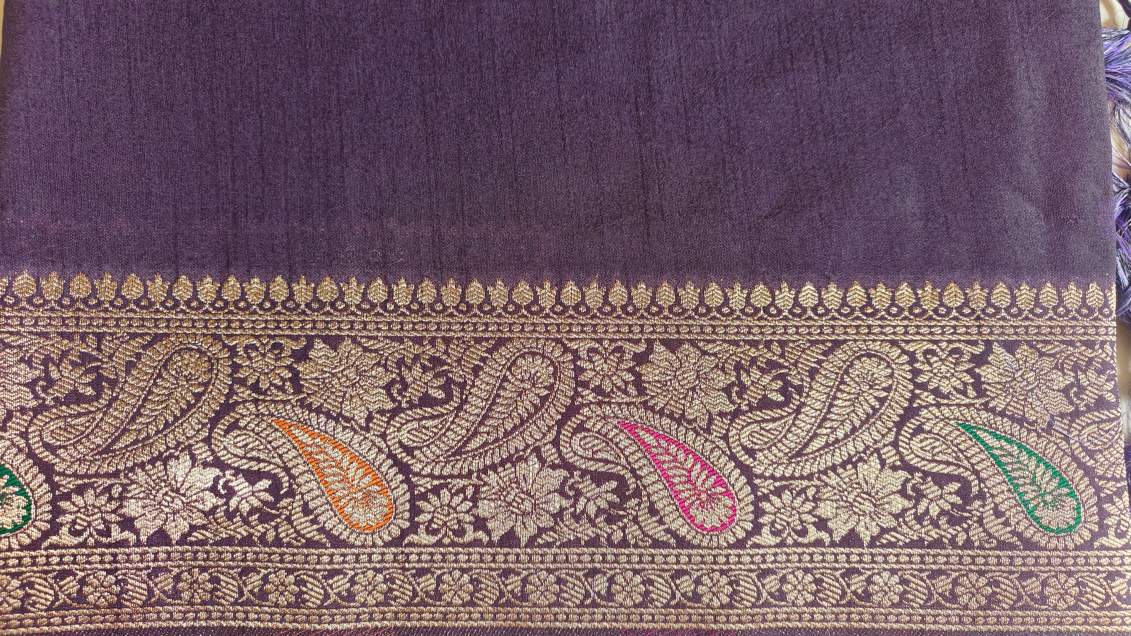 Purple Raw Silk Saree with Timeless Classic Border