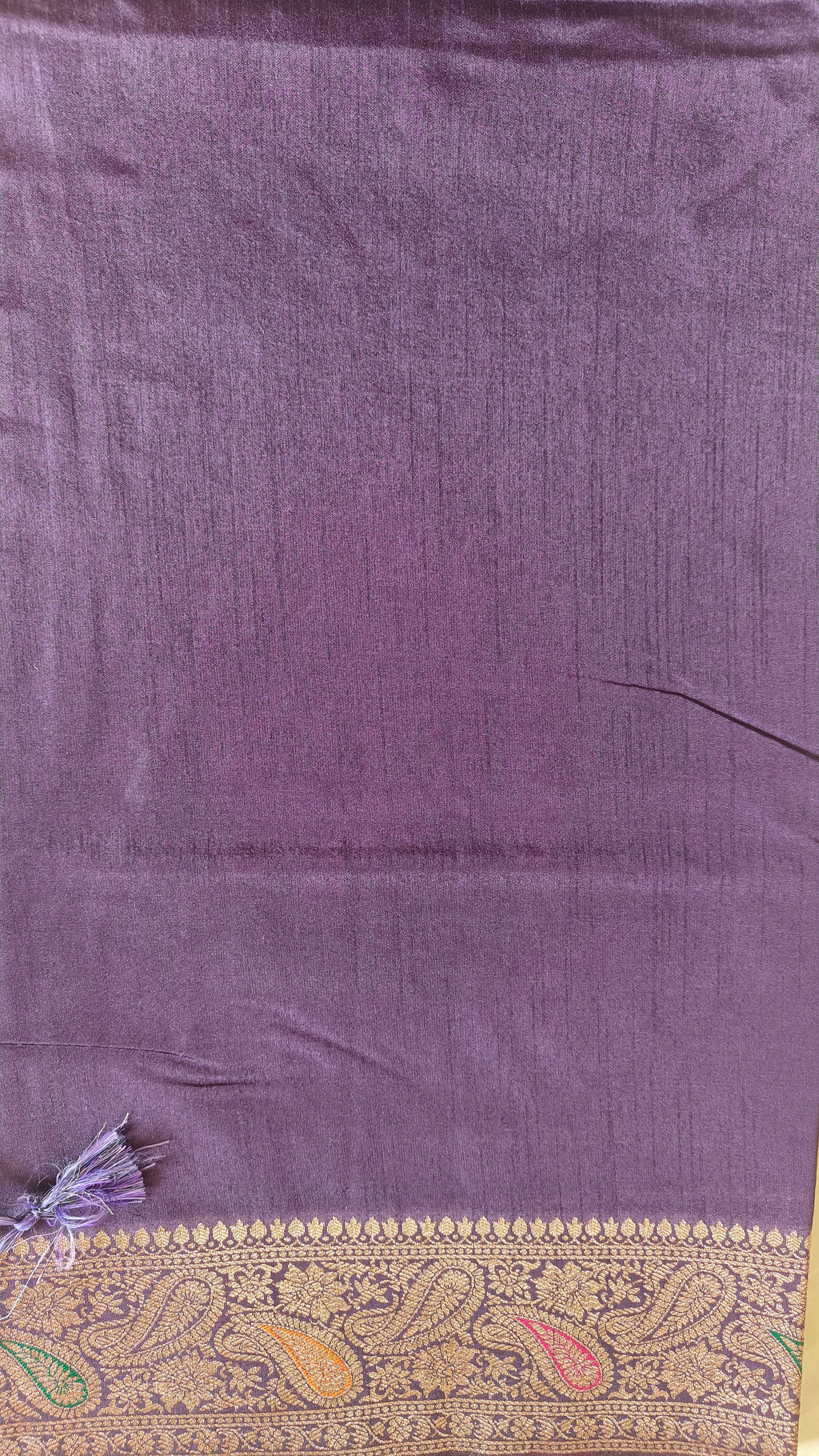 Purple Raw Silk Saree with Timeless Classic Border