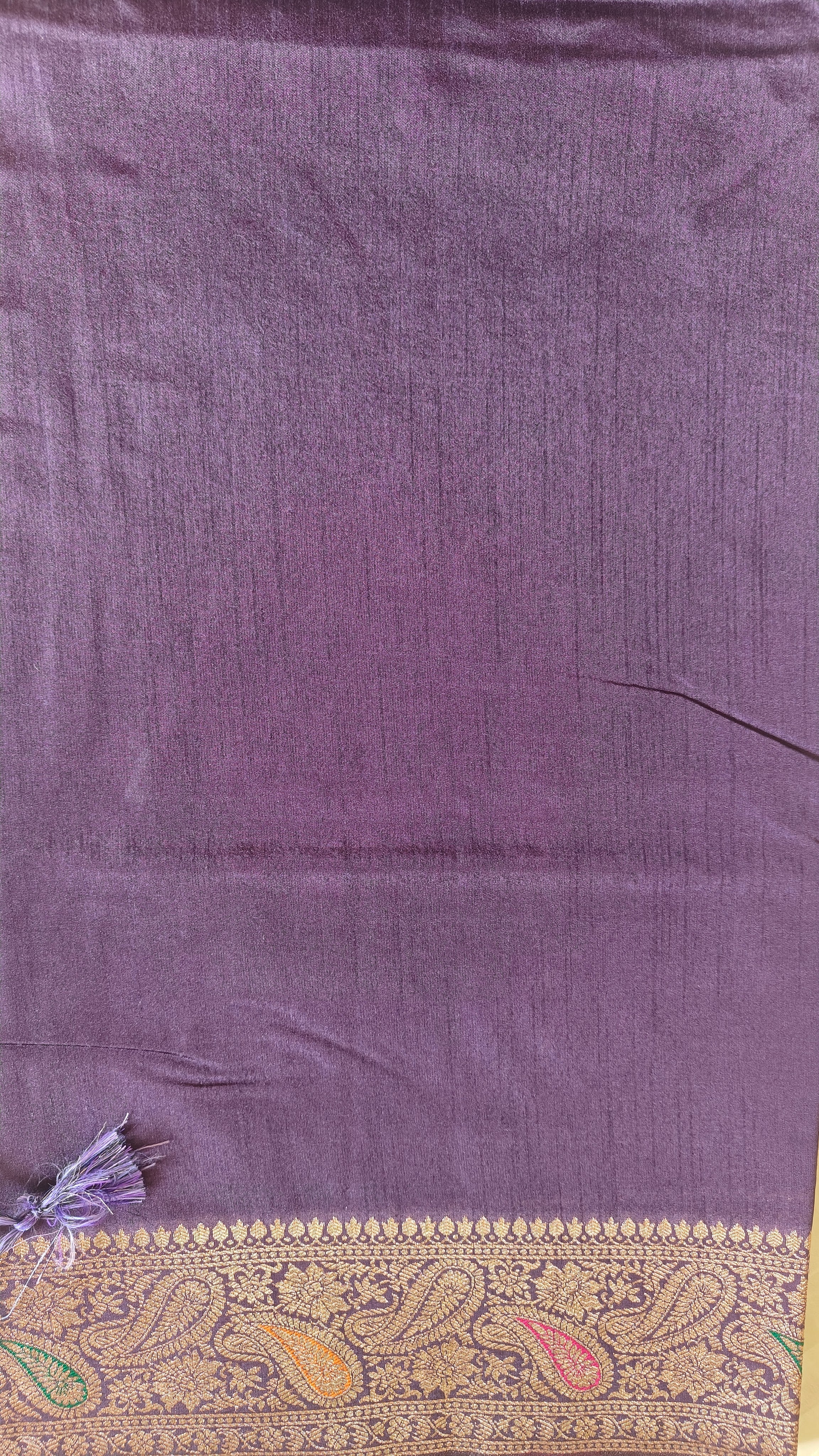 Purple Raw Silk Saree with Timeless Classic Border