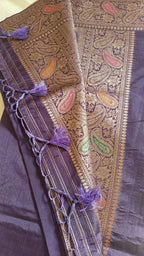 Purple Raw Silk Saree with Timeless Classic Border