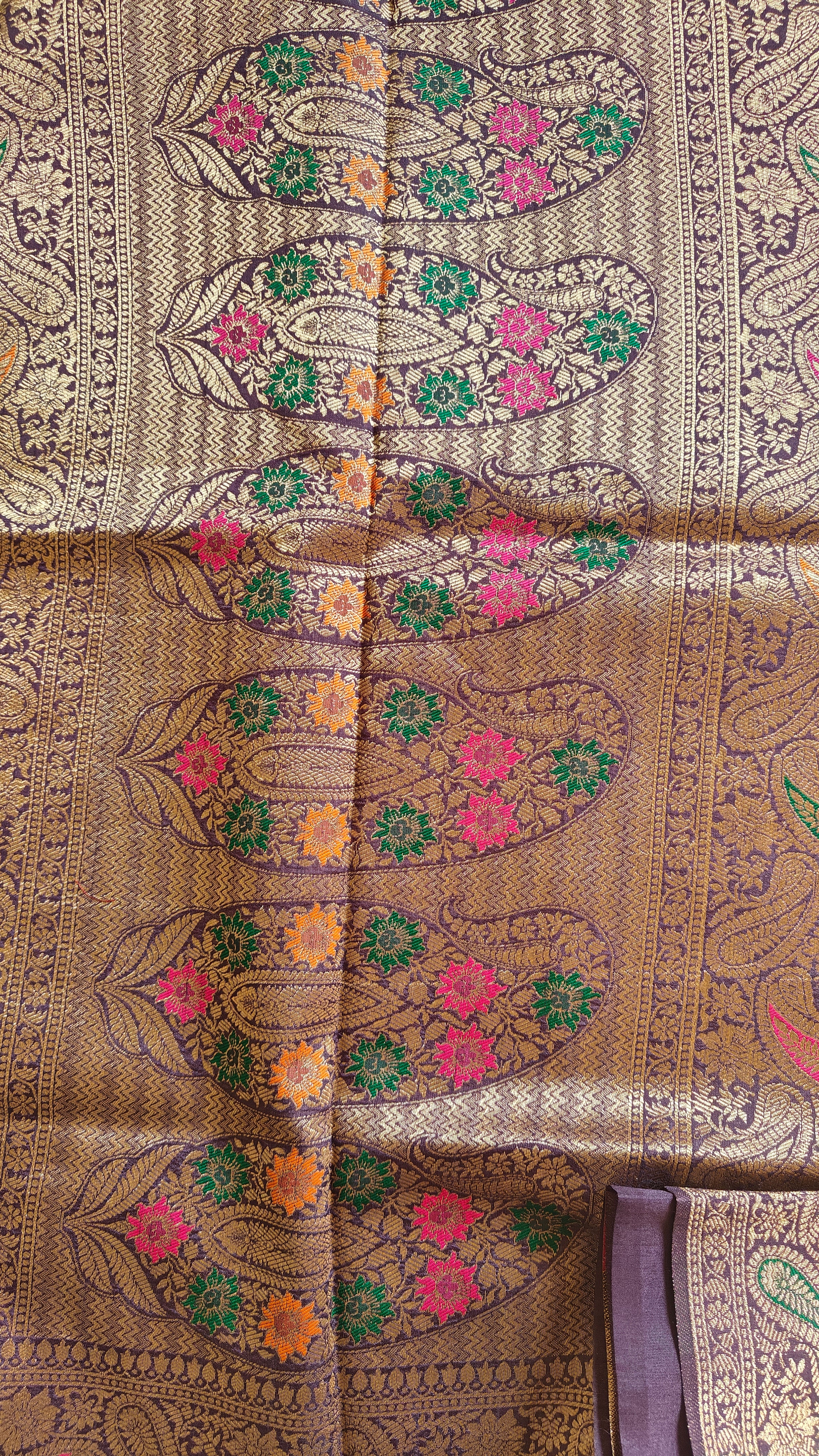 Purple Raw Silk Saree with Timeless Classic Border