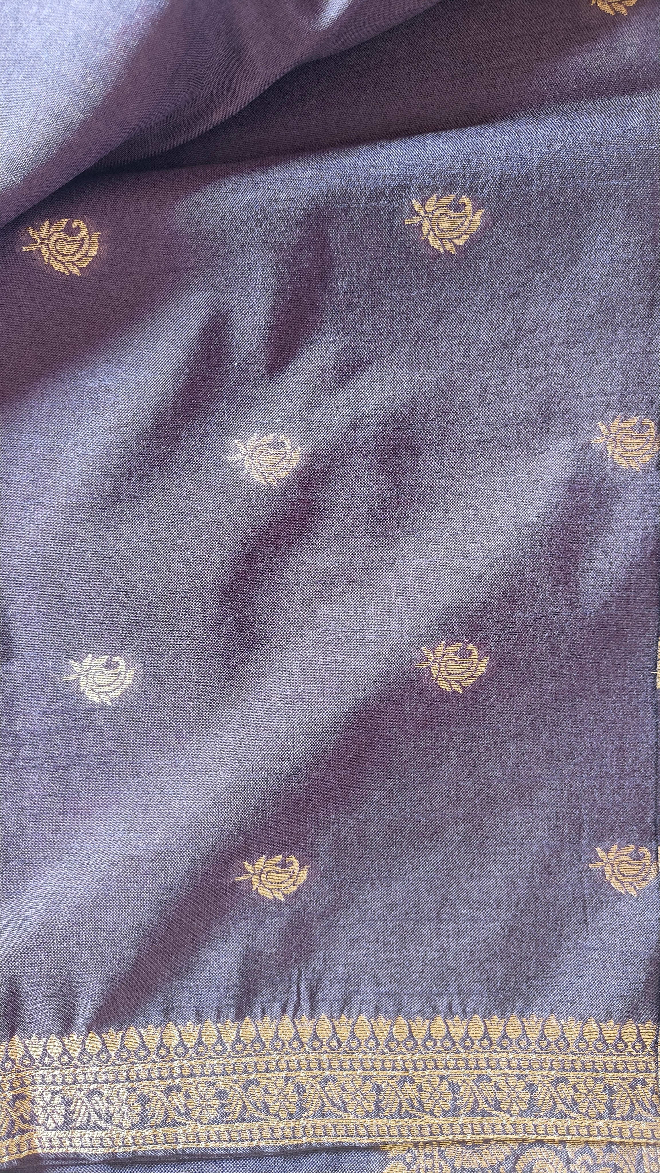 Purple Raw Silk Saree with Timeless Classic Border