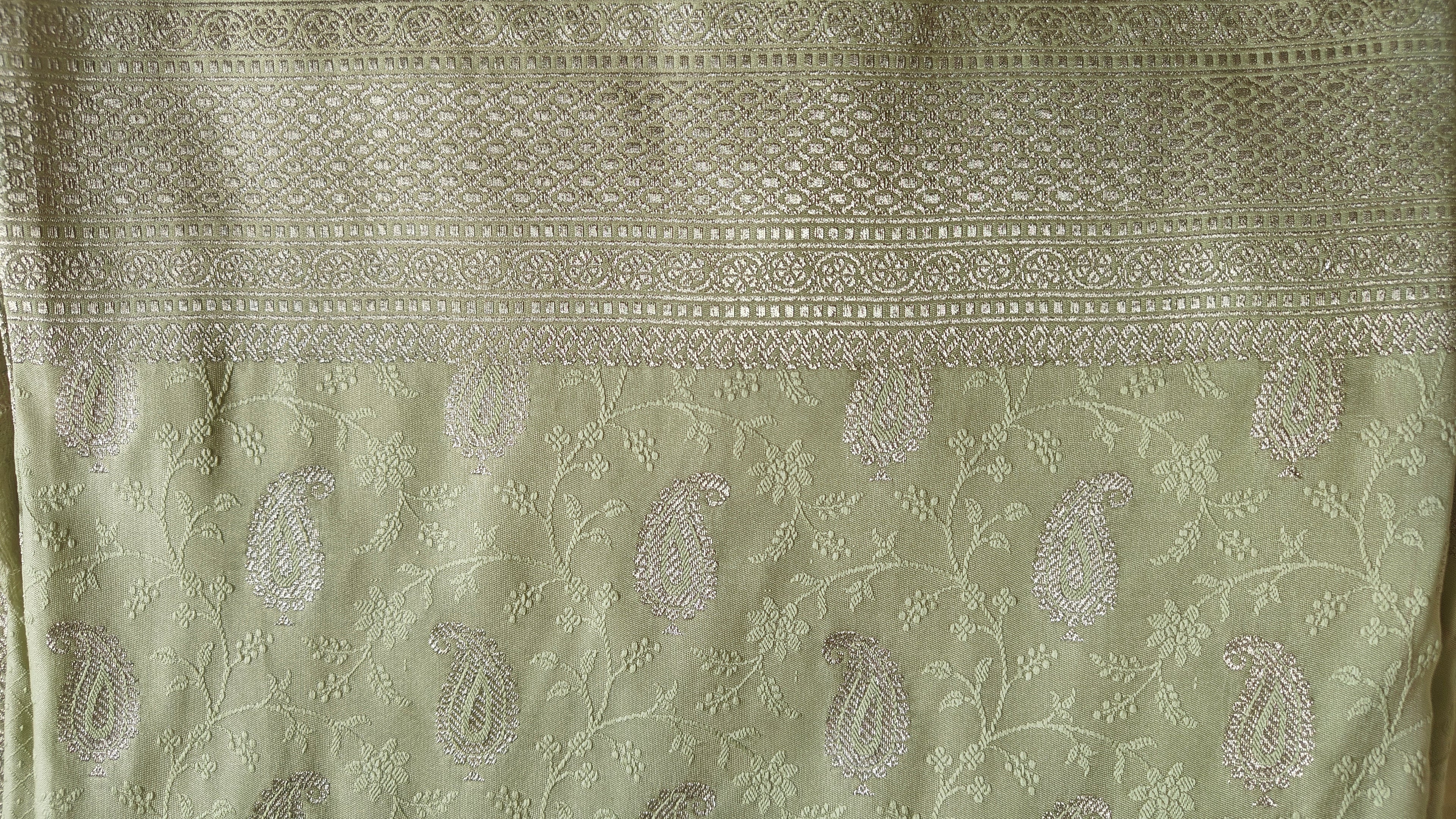 Pastel green Tanchoi saree