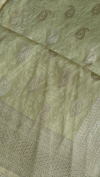 Pastel green Tanchoi saree