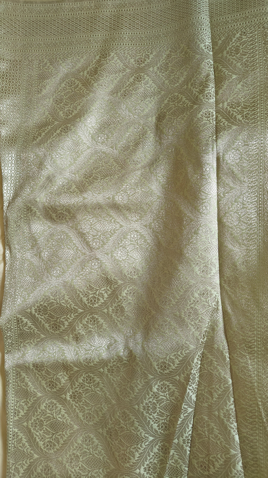 Pastel green Tanchoi saree
