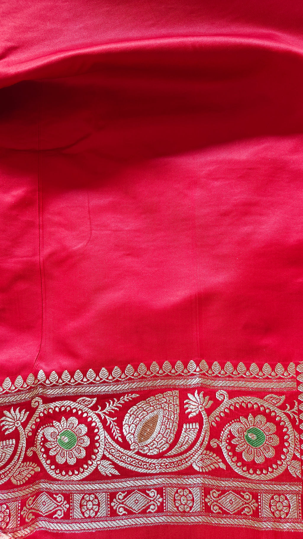 Red banarasi Katan with Meenakari Booti