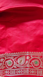 Red banarasi Katan with Meenakari Booti