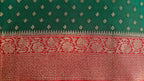 Green & Red Georgette Saree with Booti Work – Classic Banarasi Design