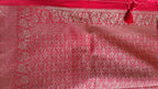 Green & Red Georgette Saree with Booti Work – Classic Banarasi Design