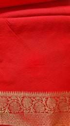Green & Red Georgette Saree with Booti Work – Classic Banarasi Design