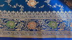 Royal Blue Katan Silk Saree with Multicolor Meena & Jaal