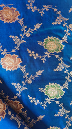 Royal Blue Katan Silk Saree with Multicolor Meena & Jaal