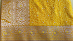 Yellow Mashru Katan Tanchoi Banarasi Saree
