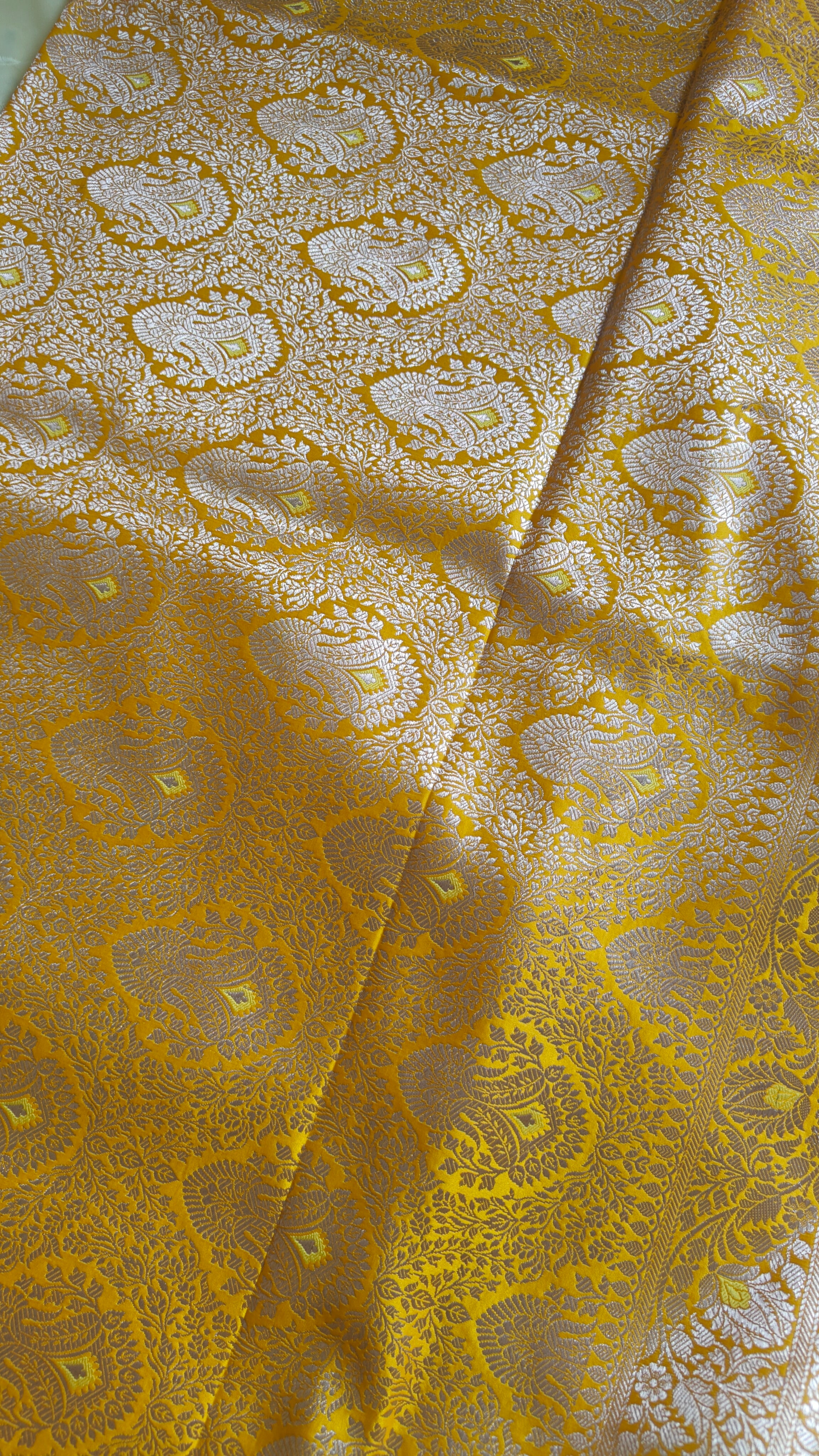 Yellow Mashru Katan Tanchoi Banarasi Saree
