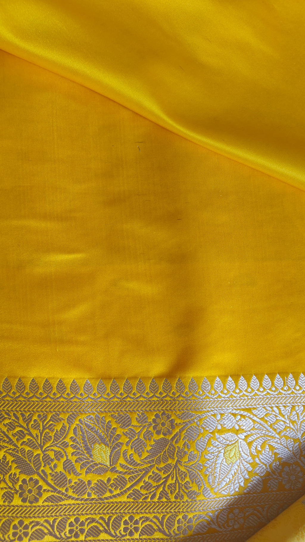 Yellow Mashru Katan Tanchoi Banarasi Saree
