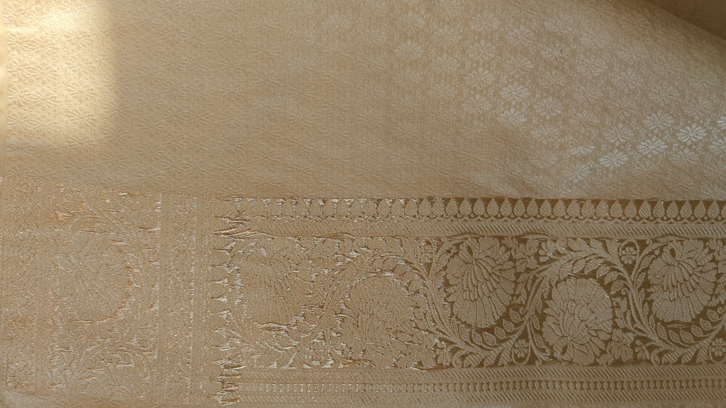 Yellow Mashru Katan Tanchoi Banarasi Saree