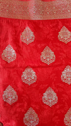 Red Tanchoi Saree with Big Booti Zari Work & Rich Pallu