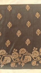 Dark Olive Banarasi Silk Saree with All-Over Booti & Unique Running Border