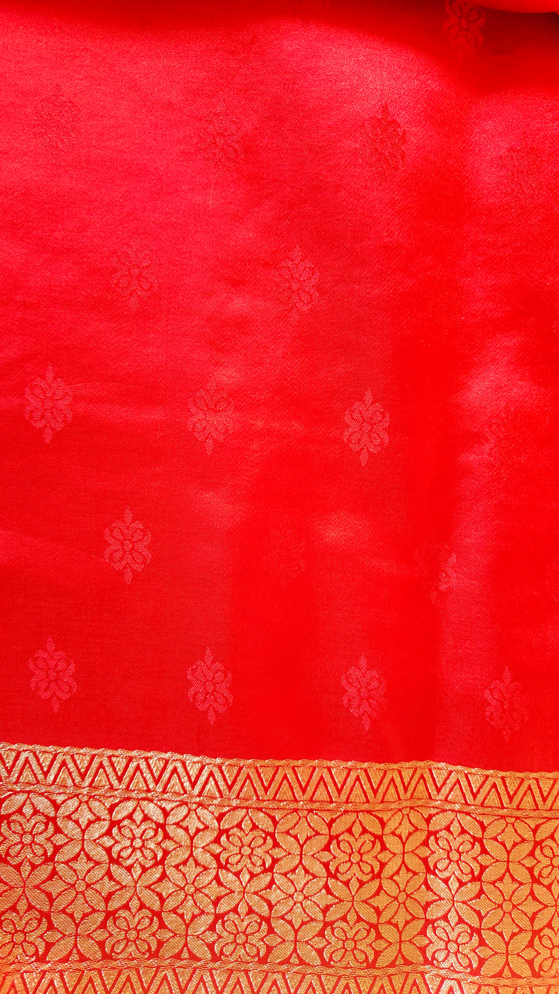 Red Banarasi Silk Tanchoi Saree