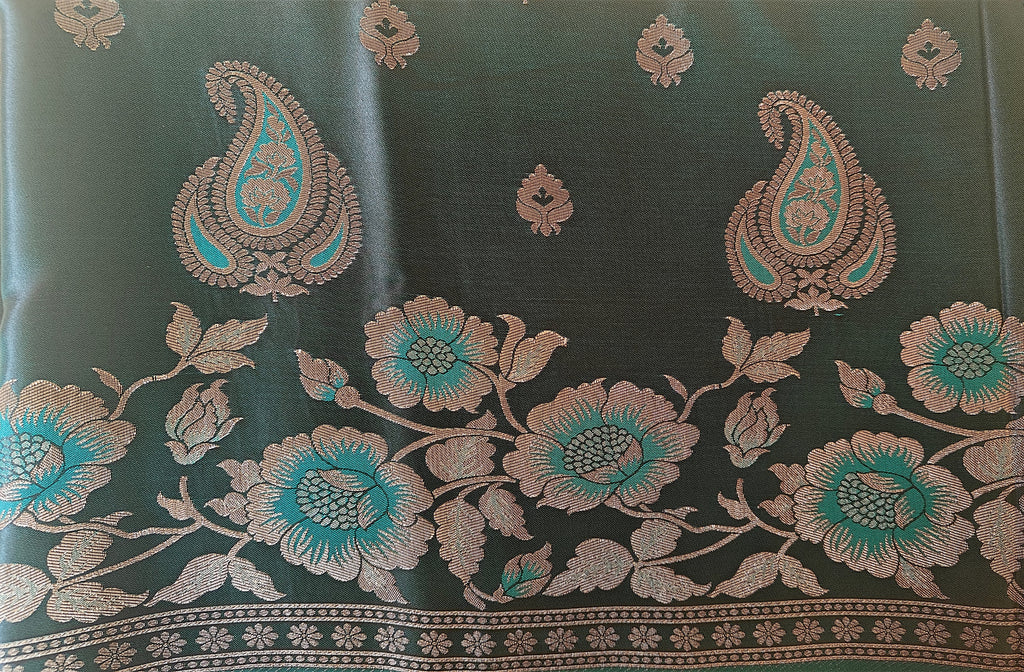 Dark Green Luxury Banarasi Silk Saree