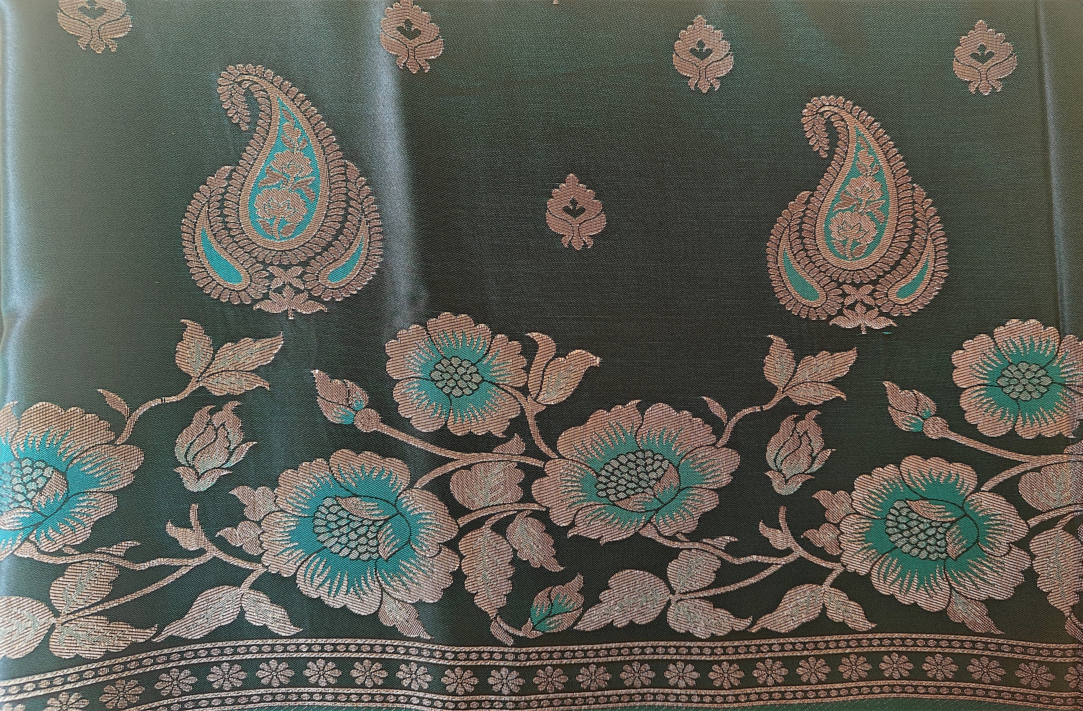 Dark Green Luxury Banarasi Silk Saree
