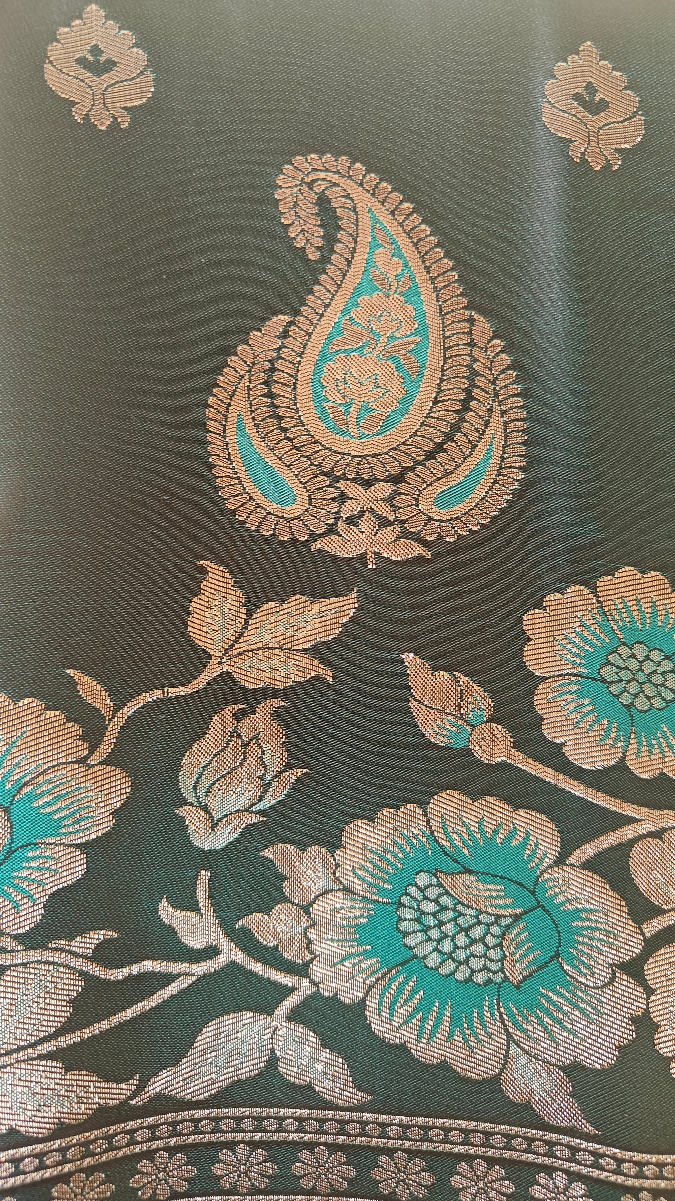 Dark Green Luxury Banarasi Silk Saree