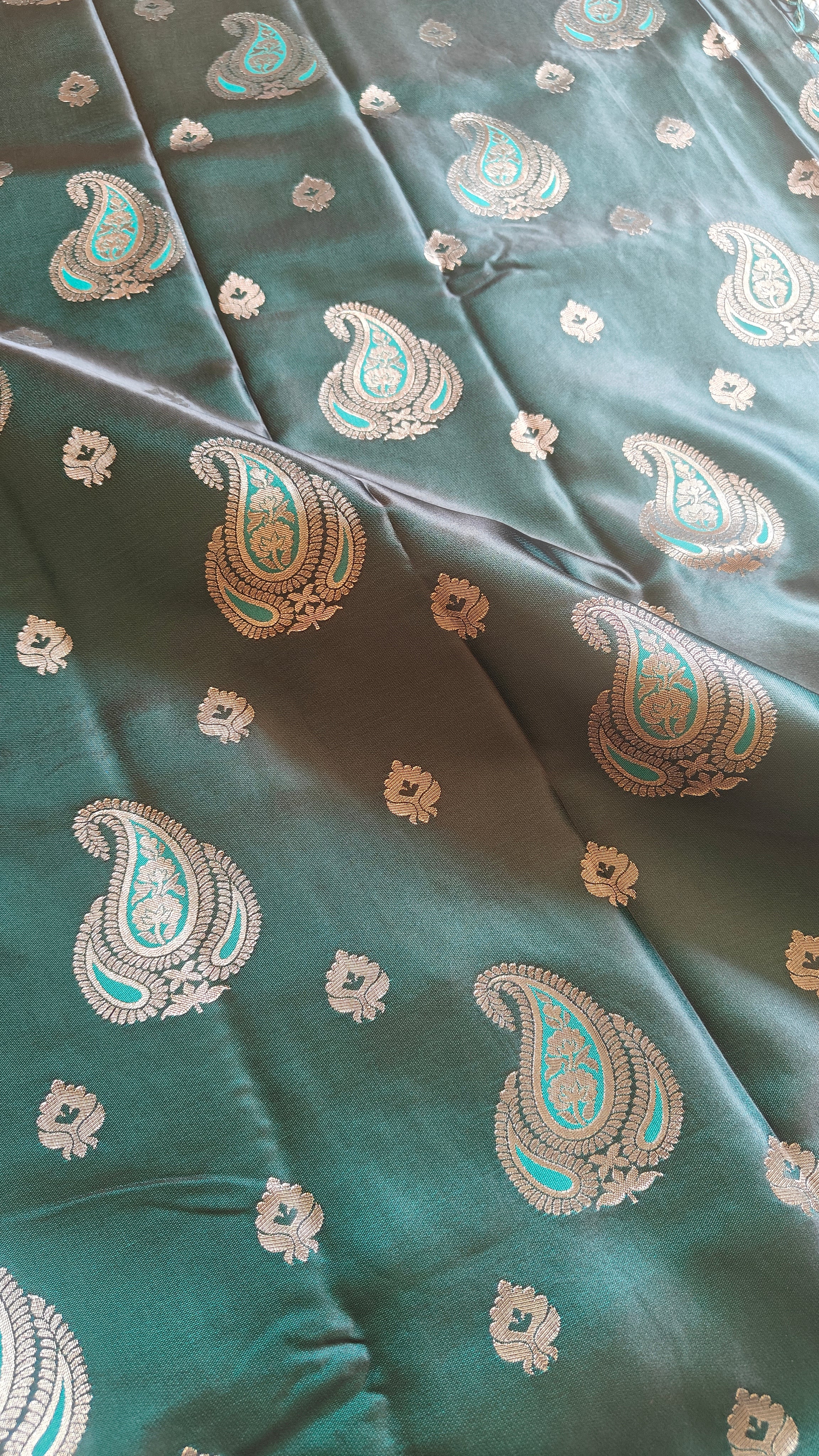 Dark Green Luxury Banarasi Silk Saree