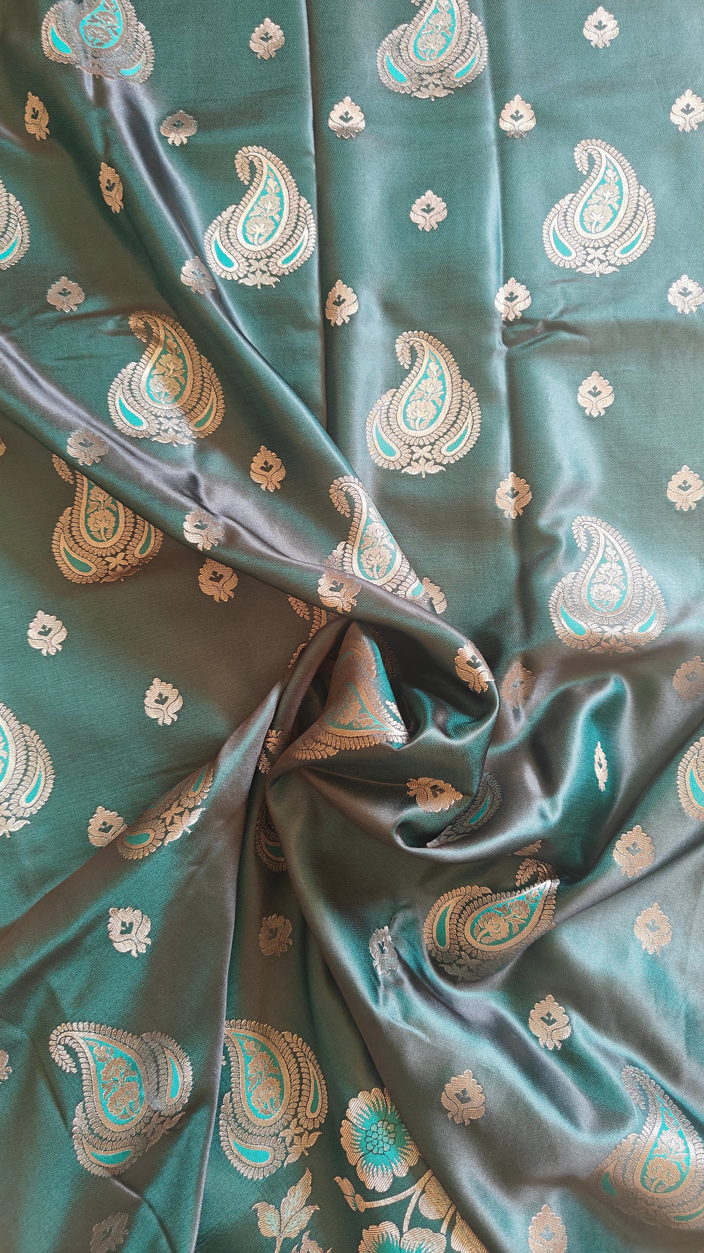 Dark Green Luxury Banarasi Silk Saree