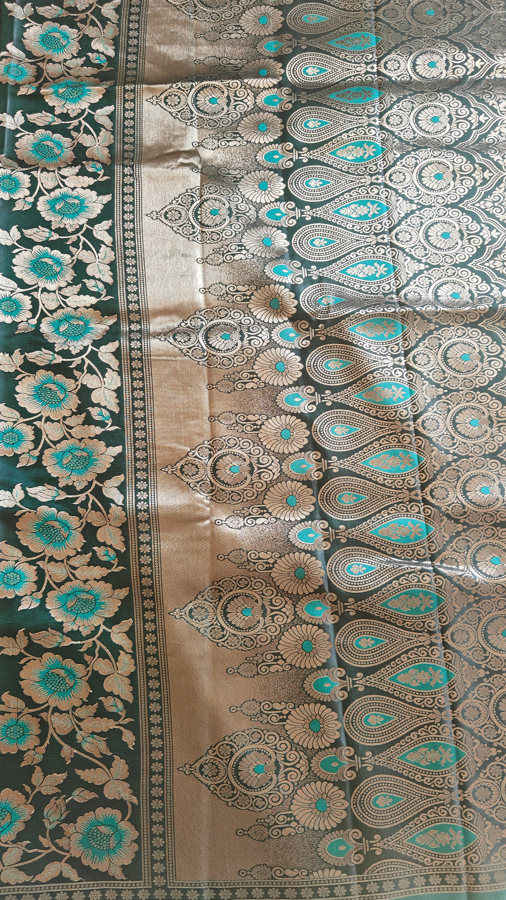 Dark Green Luxury Banarasi Silk Saree