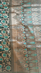 Dark Green Luxury Banarasi Silk Saree