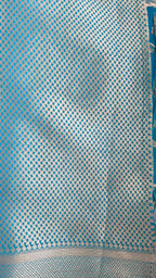 Teal Banarasi Silk saree with All-Over Jaal zari