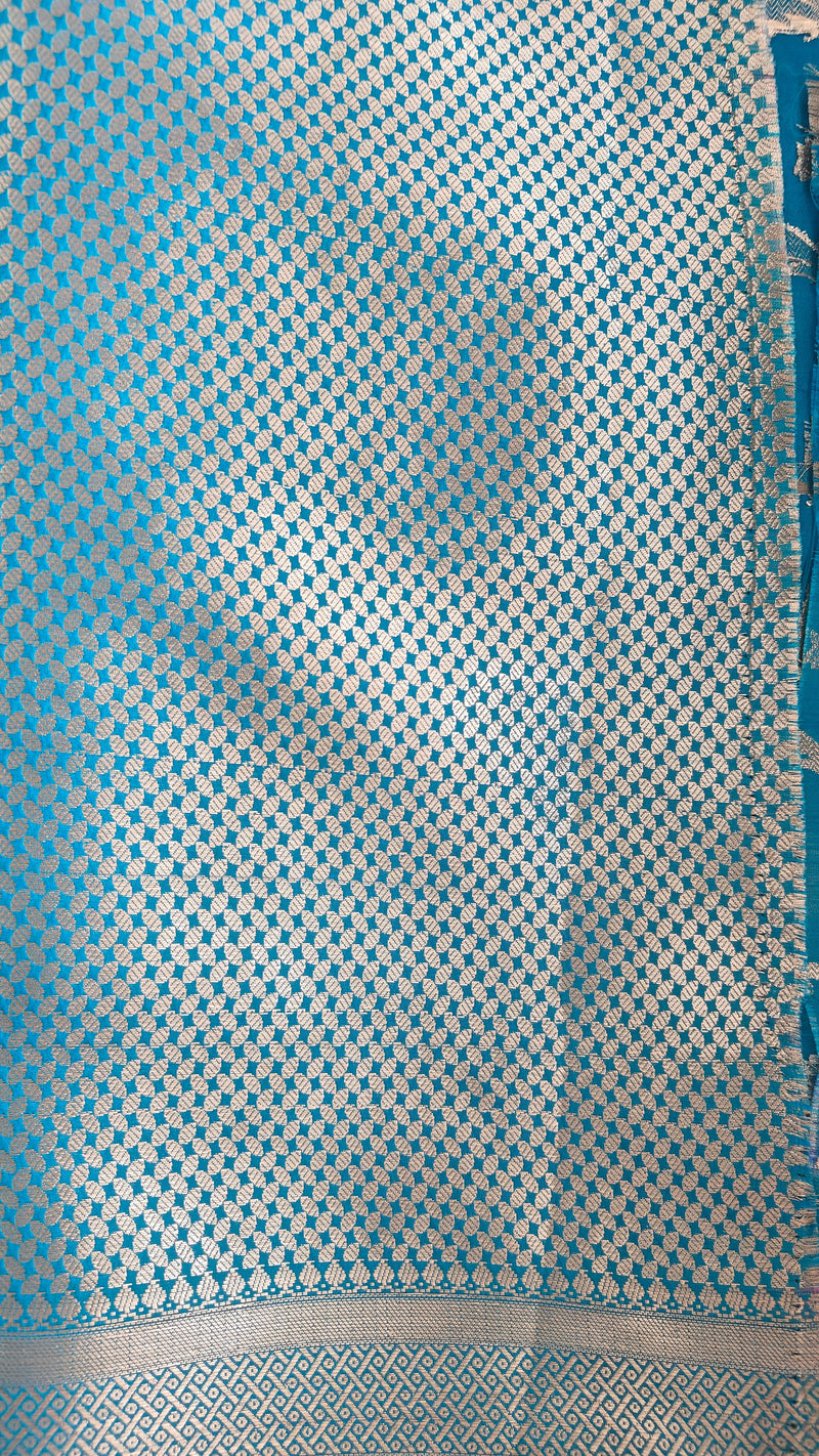 Teal Banarasi Silk saree