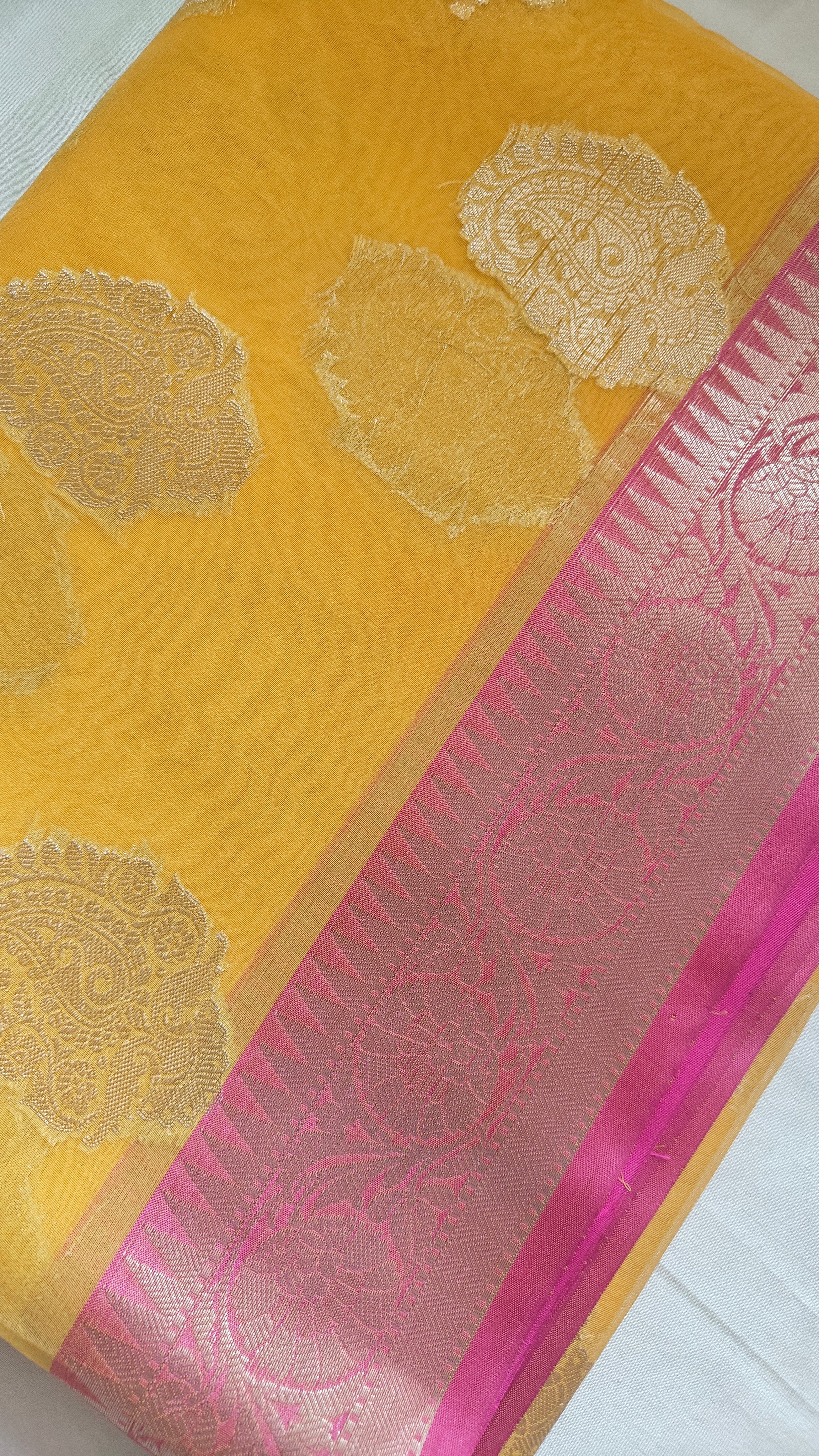 Yellow Organza Saree with Booti zari Work