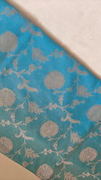 Ice blue Shimmer Tissue Saree with  Floral Jaal