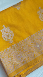 Yellow Raw Silk Saree with Booti