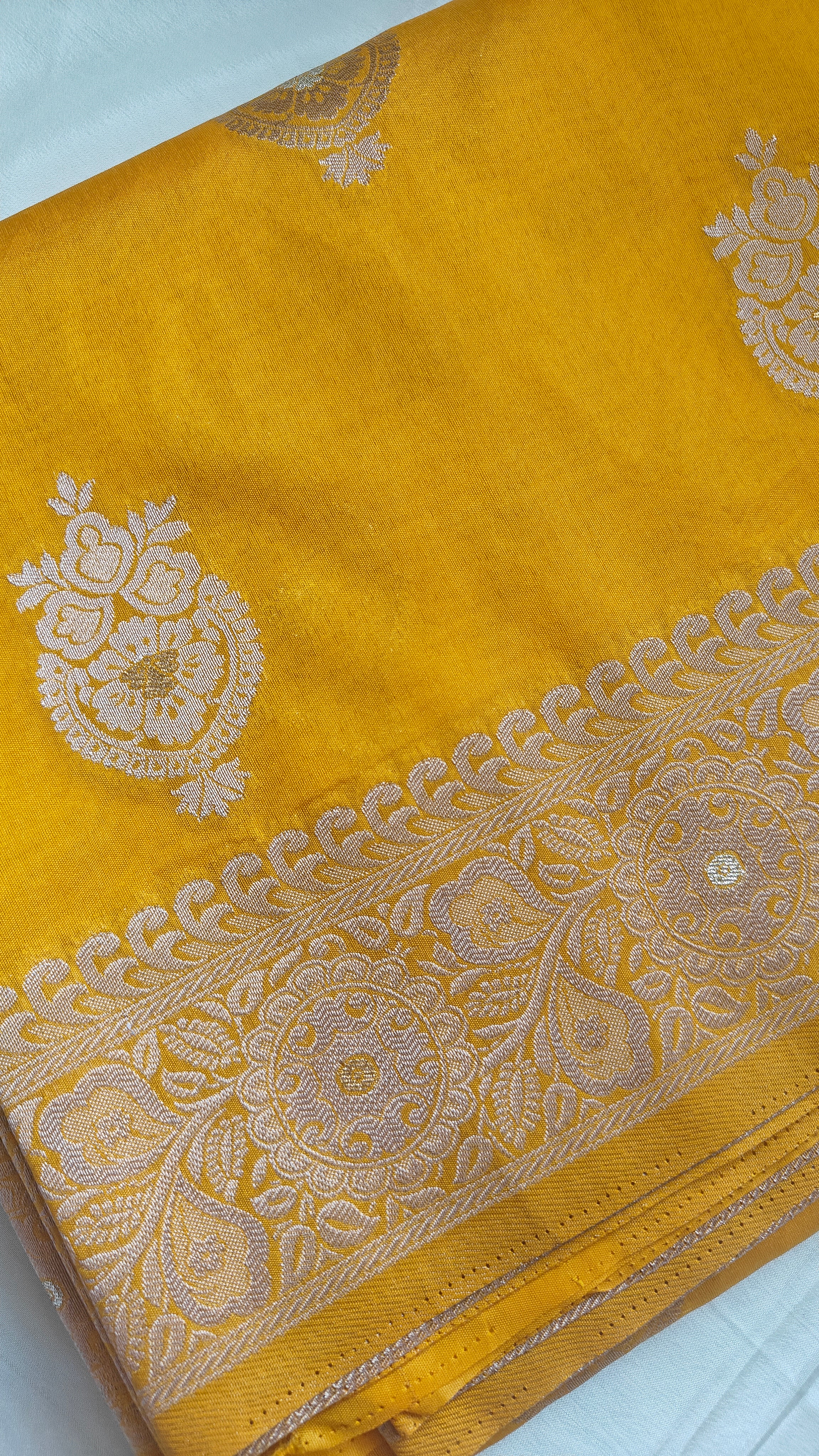Yellow Raw Silk Saree with Booti