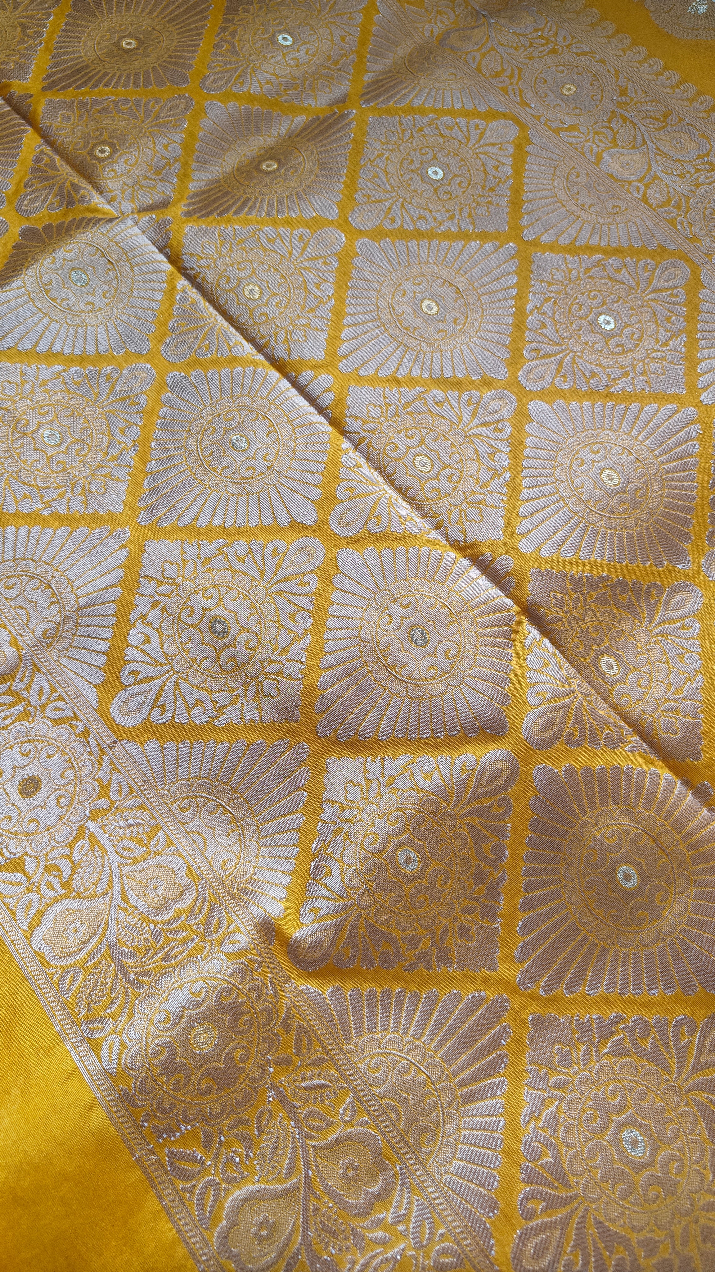 Yellow Raw Silk Saree with Booti