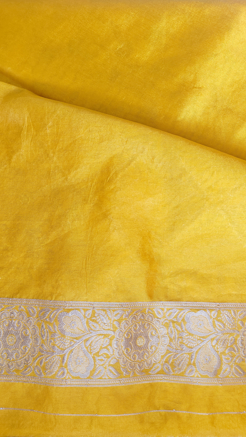 Yellow Raw Silk Saree with Booti