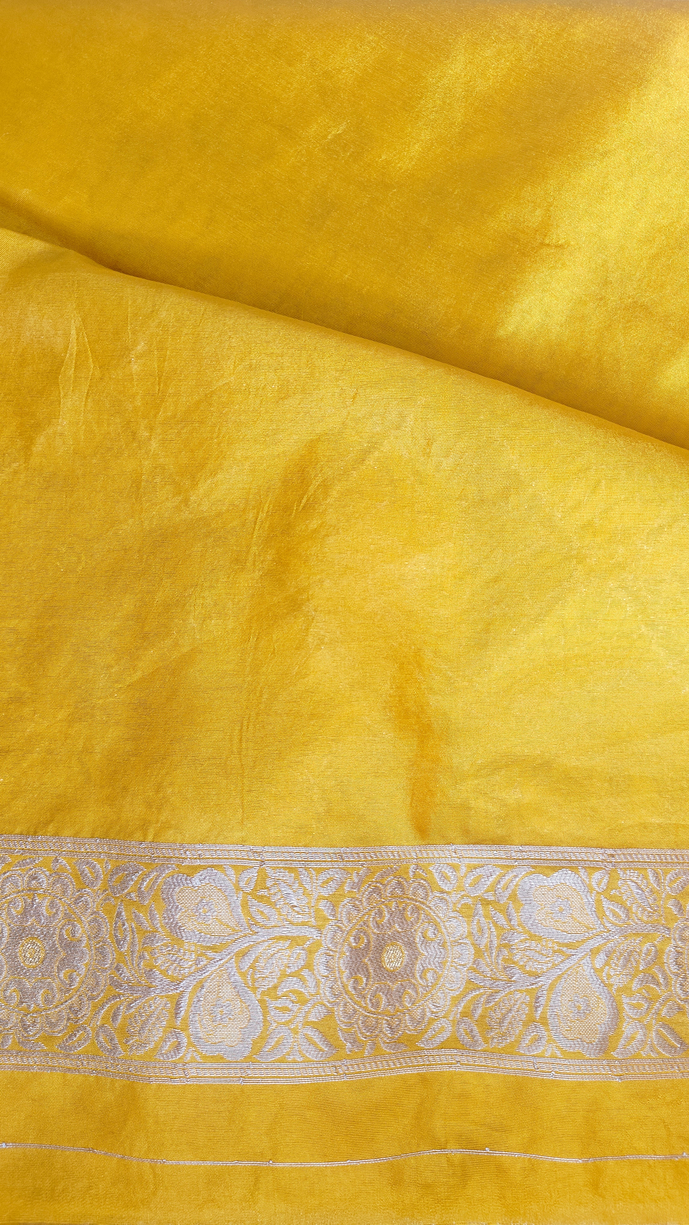 Yellow Raw Silk Saree with Booti