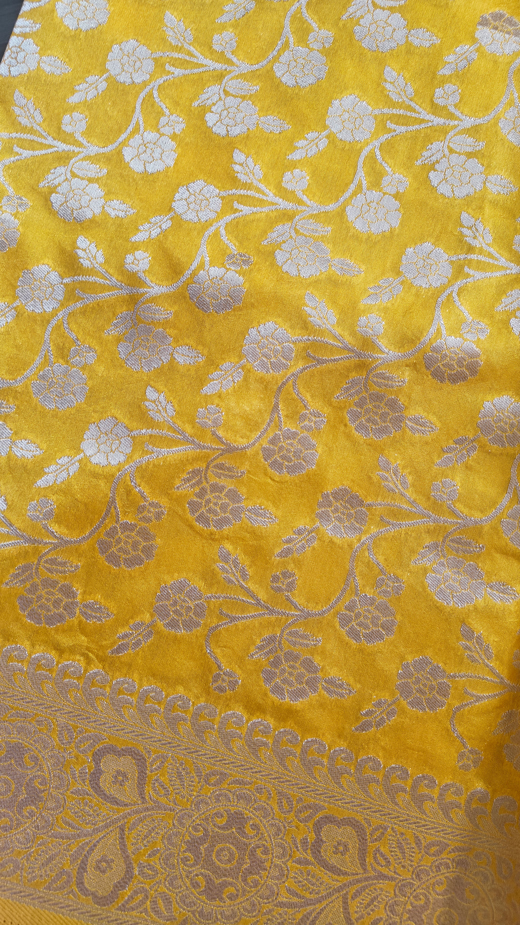 Yellow Raw Silk Saree with Booti