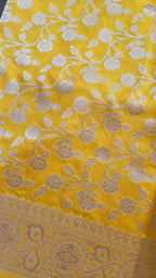 Yellow Raw Silk Saree with Booti