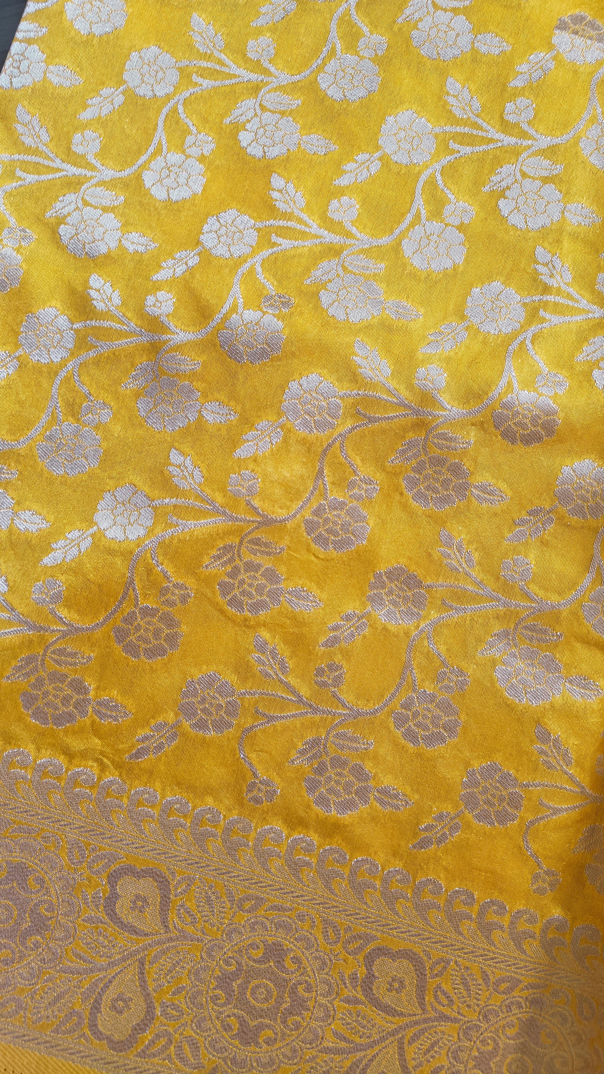 Yellow Raw Silk Saree with Booti
