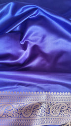 Navy blue Silk Saree with floral Jal