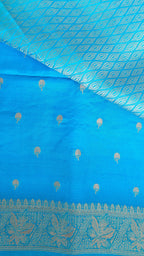 Elegant Aqua Blue Shimmer Tissue Saree
